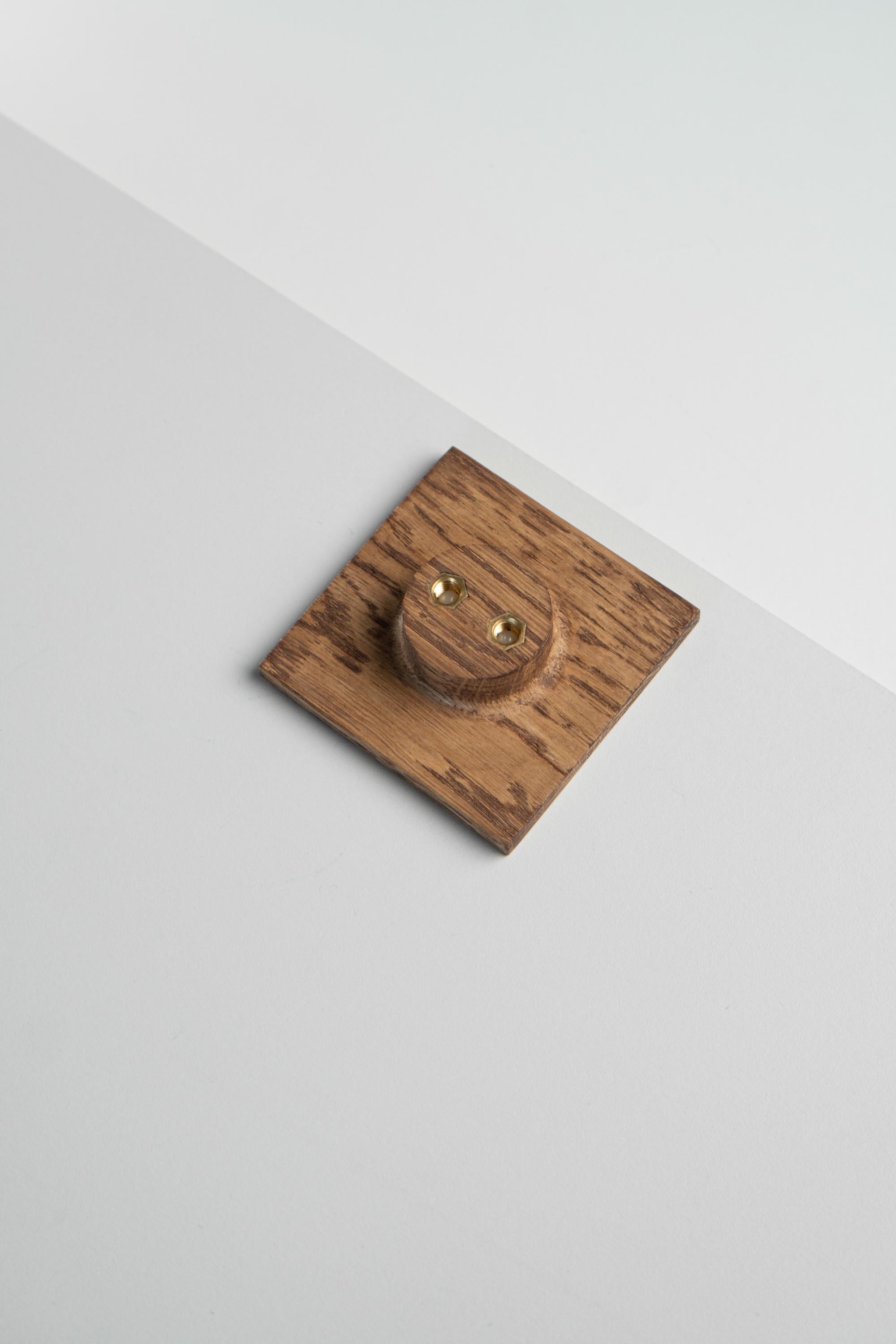 Square Solid Oak Cabinet Handle, Minimalist Wooden Drawer Pull, Modern Furniture Hardware
