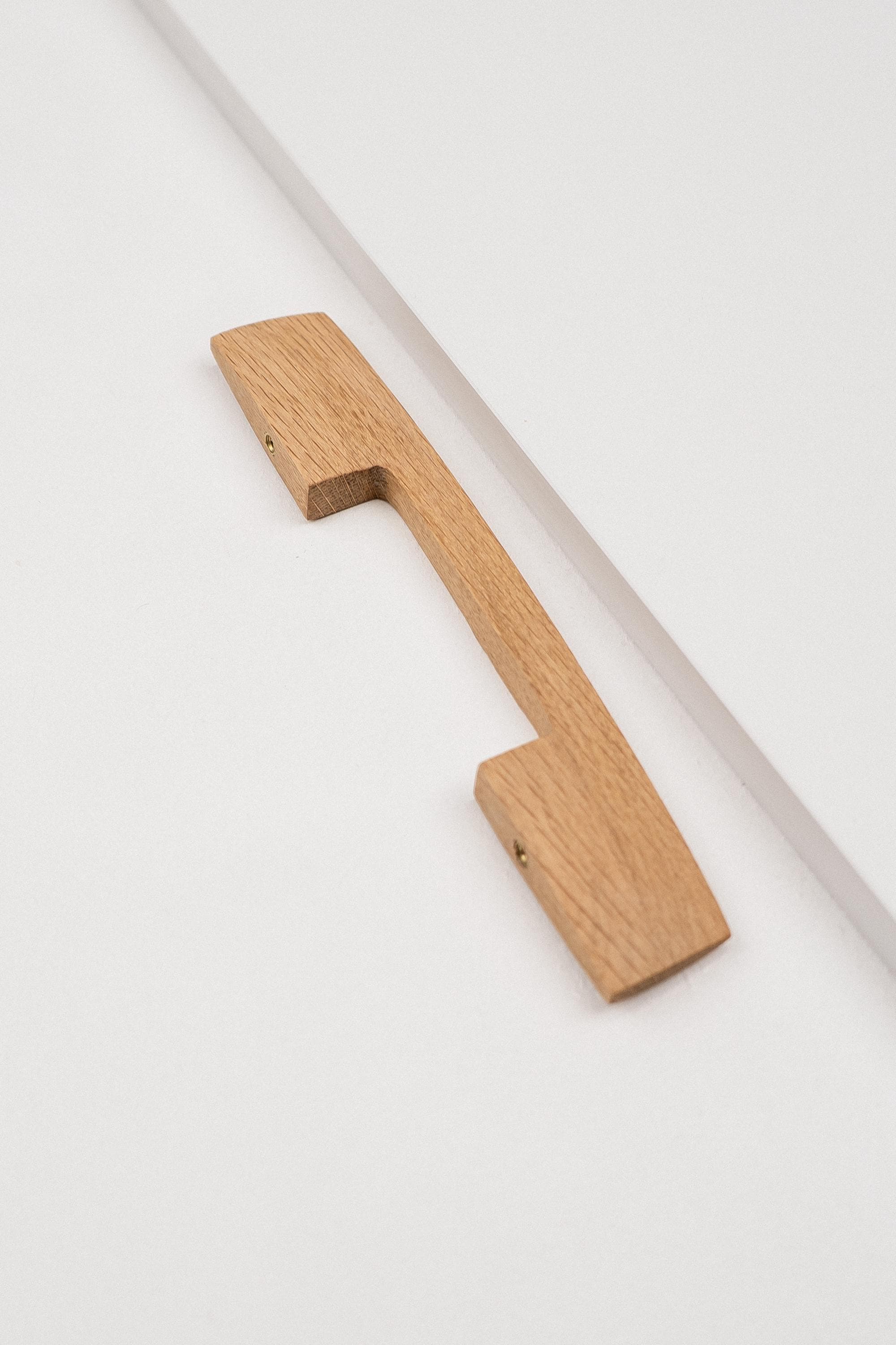 Ridge Solid Oak Cabinet Handle, Geometric Wooden Handle for Kitchen Cabinets and Furniture