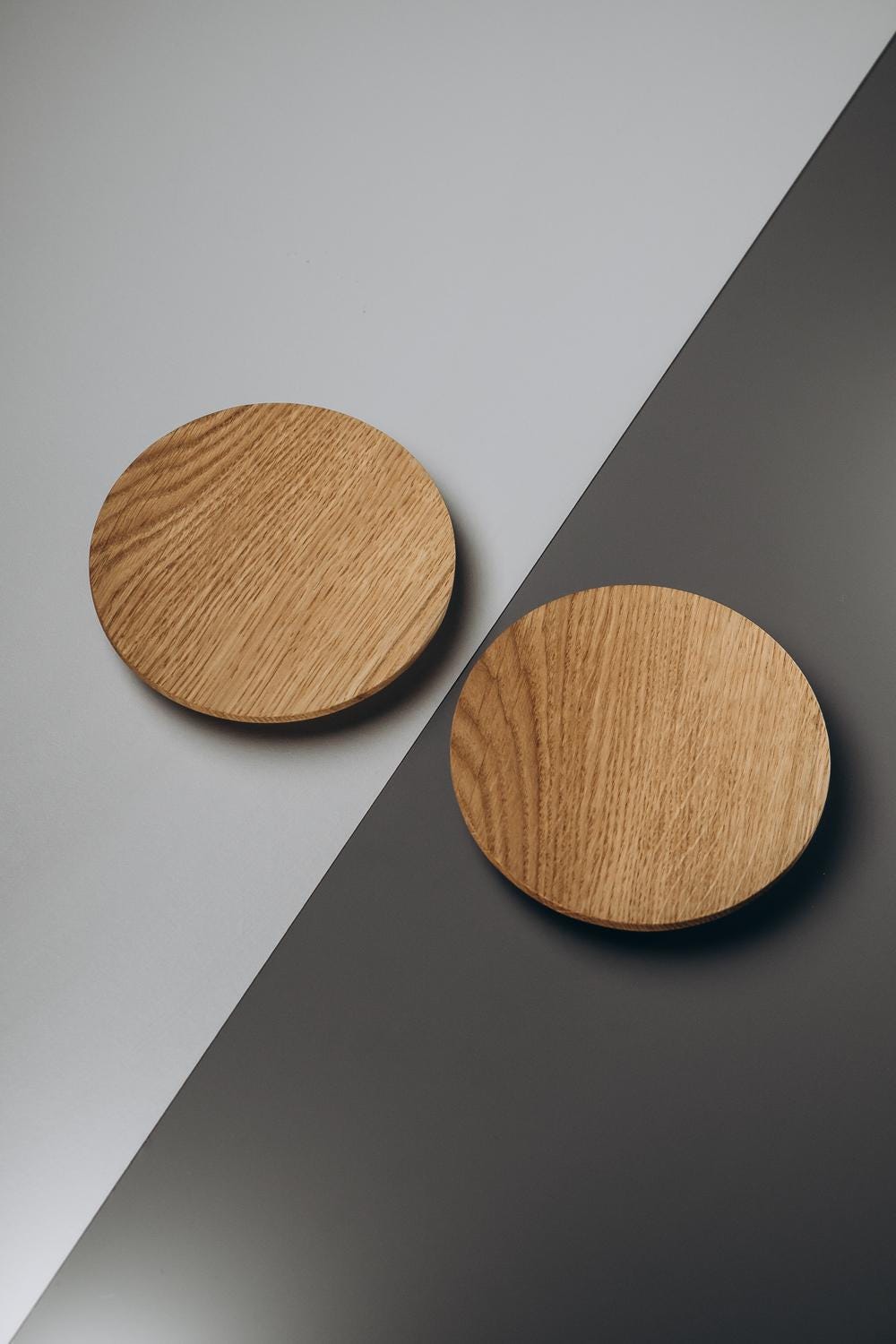 Round Solid Oak Cabinet Knobs, Wooden Round Furniture Knobs, Large Drawer and Cabinet Knobs, Minimalist Cabinet Hardware