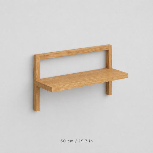 **Solid Oak Floating Shelf with Back Rail, Minimalist Wooden Display Shelf for Modern Homes**