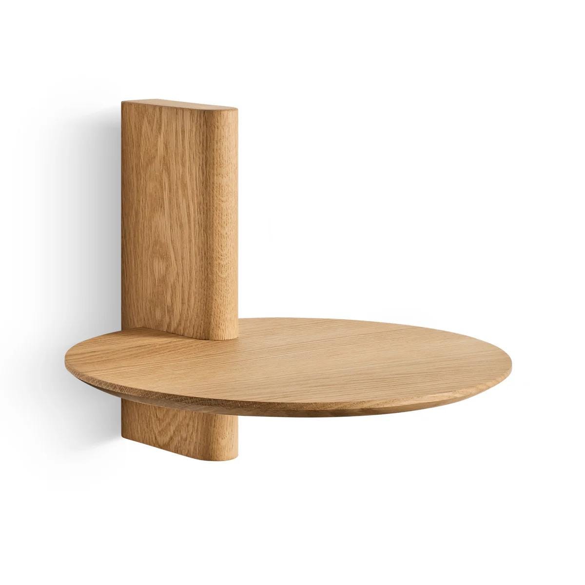 Round Solid Oak Wall Shelf, Minimalist Floating Wooden Shelf, Modern Bedside Shelf for Small Spaces
