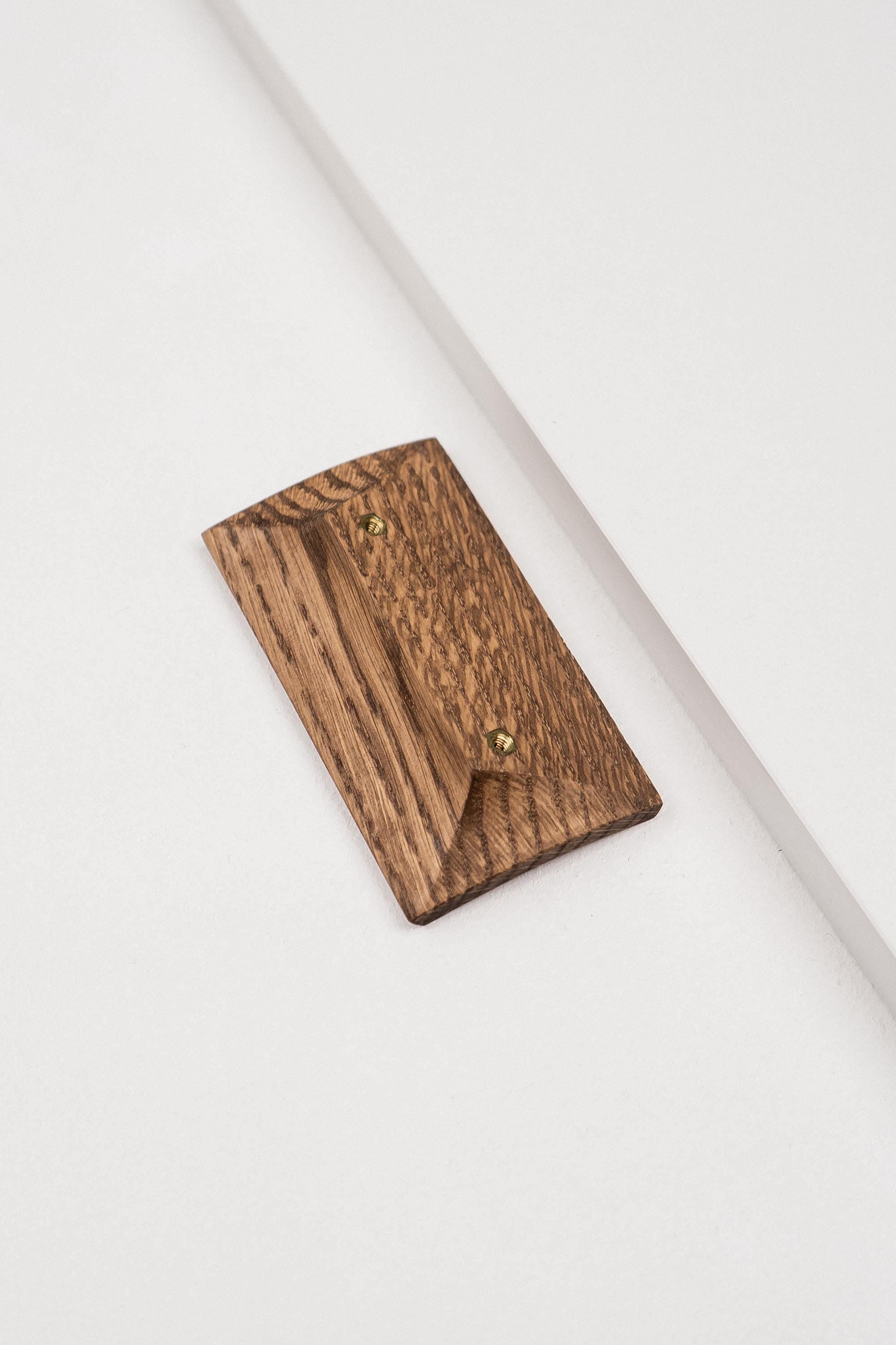 Plank Solid Oak Cabinet Handle, Long Wooden Furniture Handle, Walnut Finish