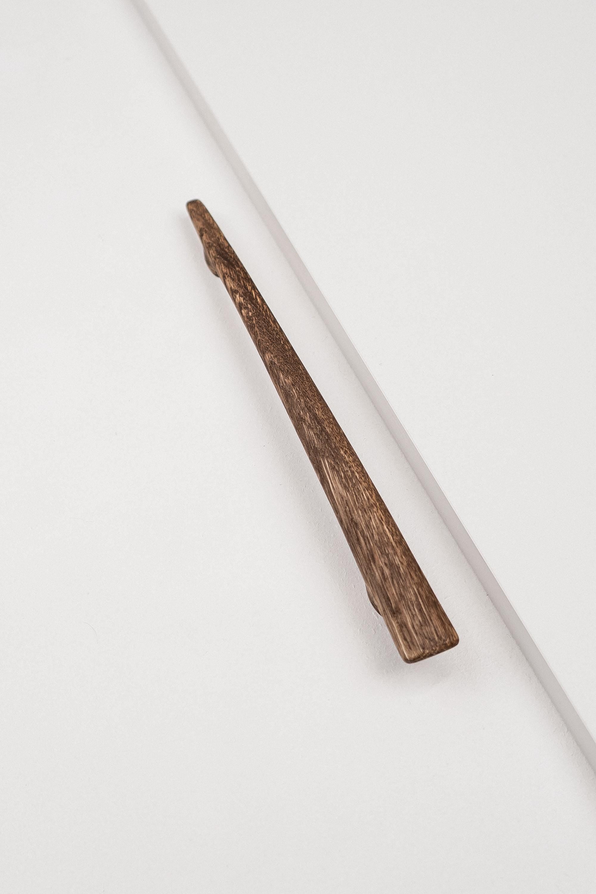 Glide Solid Oak Cabinet Handle, Long Wooden Handle for Kitchen Cabinets and Furniture, Walnut Finish